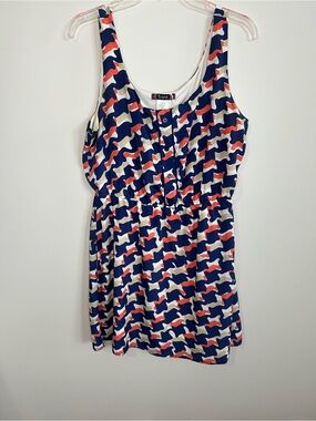 Trixxi Navy, Orange & Cream Patterned Sleeveless Dress